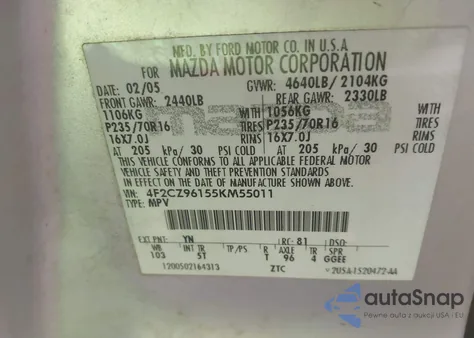 2005 Mazda Tribute S from USA, damaged, VIN 4F2CZ96155KM55011